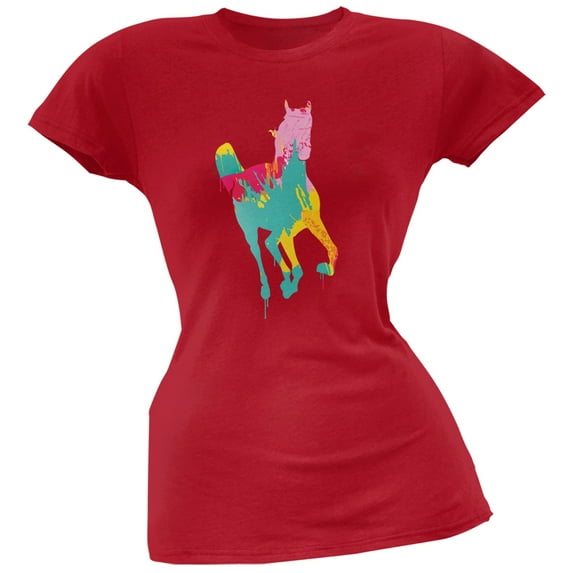 Splatter Horse Red Soft Juniors T-Shirt - 2X-Large