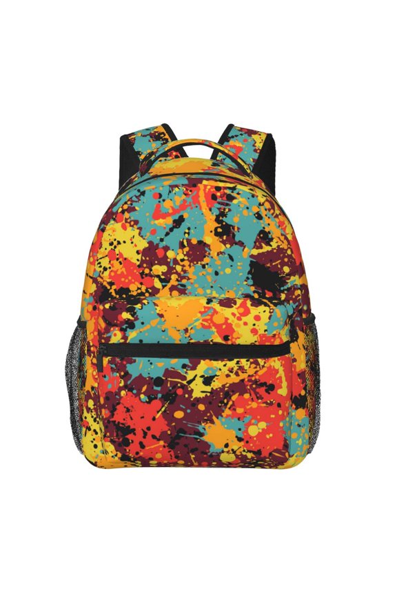 Splatter Ink Paint Grunge Splash Backpack Casual College Bag Zipper Laptop Daypack Hiking Rucksack Travel