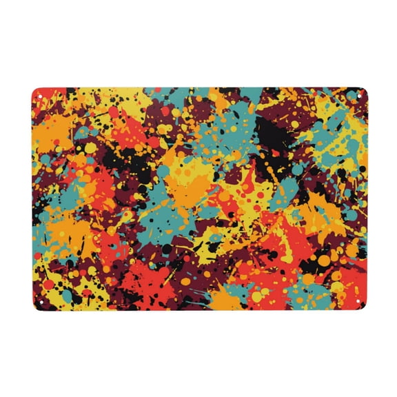 Splatter Ink Paint Grunge Splash Metal Tin Sign Home Coffee Room Kitchen Garden Wall Office Decor 8X12Inch