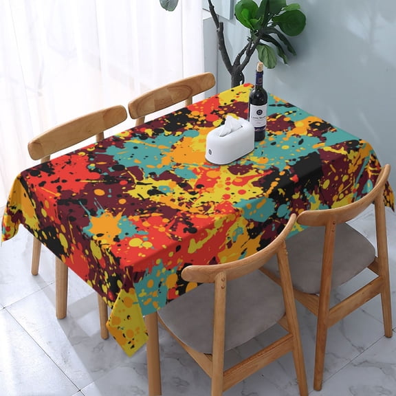 Splatter Ink Paint Grunge Splash Rectangular Tablecloth 54"x 72" Waterproof Rectangle Table Cover Cloth for Kitchen Dining Room Picnic Home Party