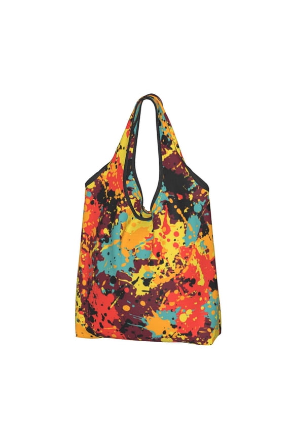Splatter Ink Paint Grunge Splash Reusable Grocery Bags Shopping Totes Foldable Washable Pouch Handbag Storage Bag