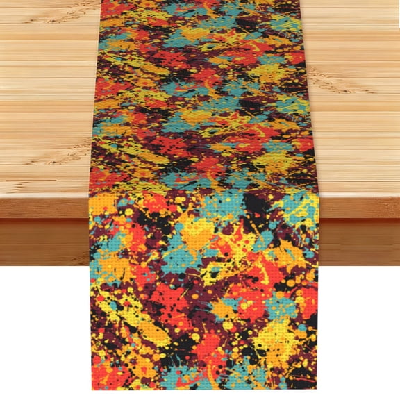 Splatter Ink Paint Grunge Splash Table Runner 13x72 Inch for Dining Table Kitchen Wedding Party Decor Fireplace Mantle
