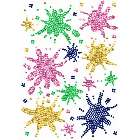 Splatter Ink Rhinestone Iron on Hotfix 11.7x8.2 Inch Heat Transfer Decal Bling Rhinestone Decals Rhinestone Heat Transfer Patch Clothing Repair Applique