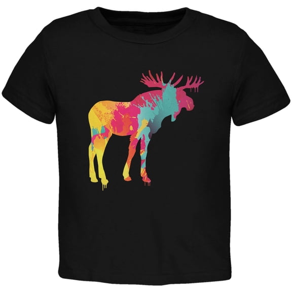 Splatter Moose Black Toddler T-Shirt - 2T