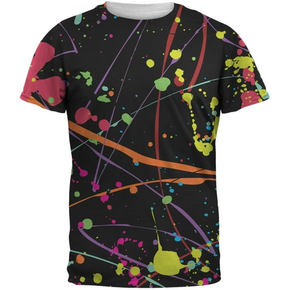 Splatter Paint Black All Over Adult T-Shirt - Large
