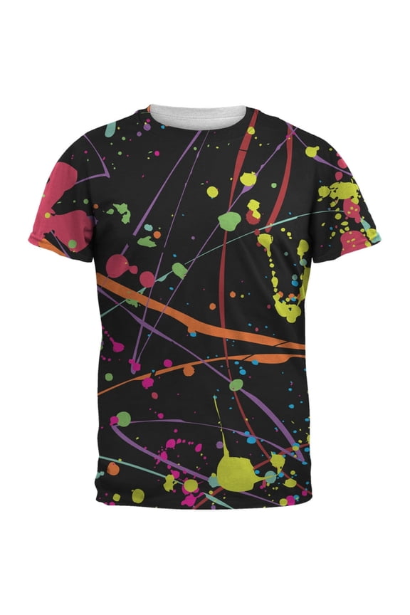 Splatter Paint Black All Over Adult T-Shirt - X-Large