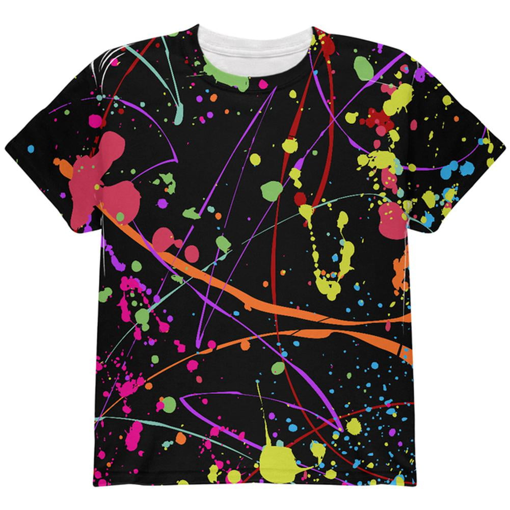 【2plan】Whips Printing Over T-shirt Splatter Paint White All Over Toddler T Shirt Multi 2T