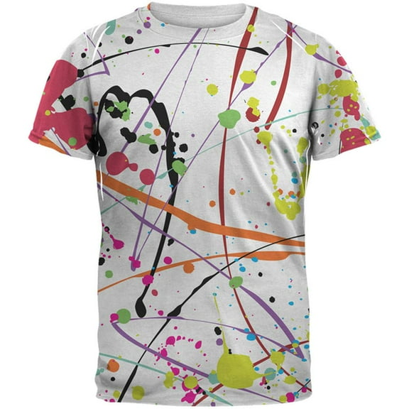 Splatter Paint White All Over Adult T-Shirt - Medium