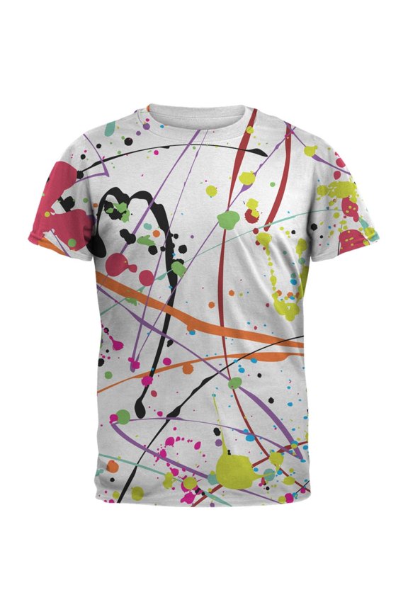 Splatter Paint White All Over Adult T-Shirt - X-Large