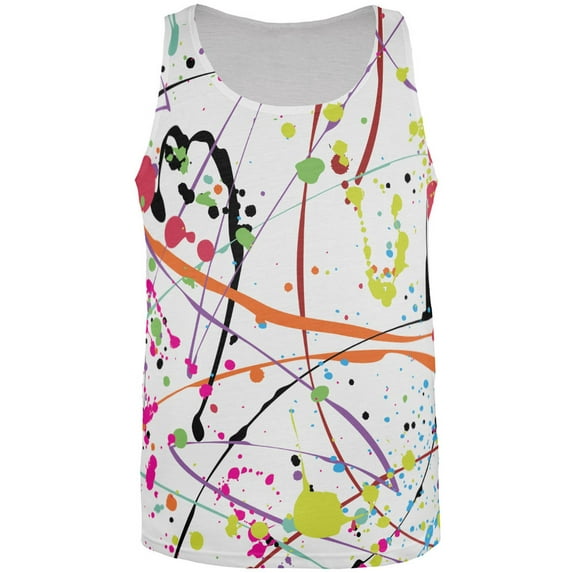 Splatter Paint White All Over Adult Tank Top - Medium