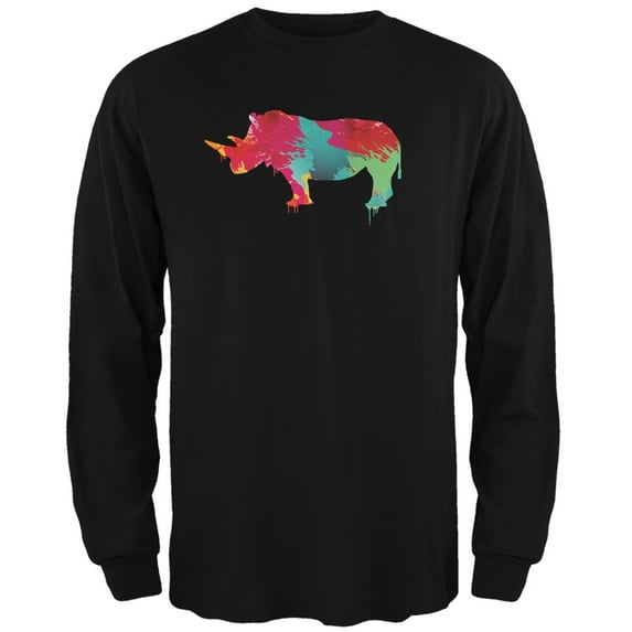 Splatter Rhino Black Adult Long Sleeve T-Shirt - 2X-Large