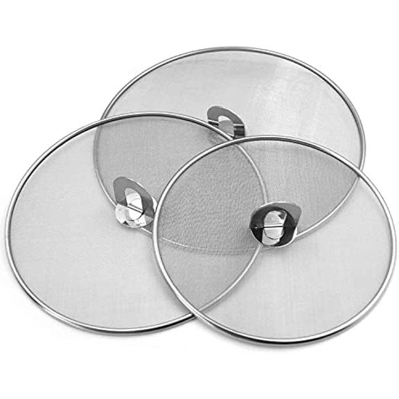 Splatter Screen for Cooking - Stainless Steel Grease Splatter Guard for Frying Pan, No Cooking Oil Mess No Burns, Ultra Fine Mesh Lids Set of 3(10", 11.5", 13")$$