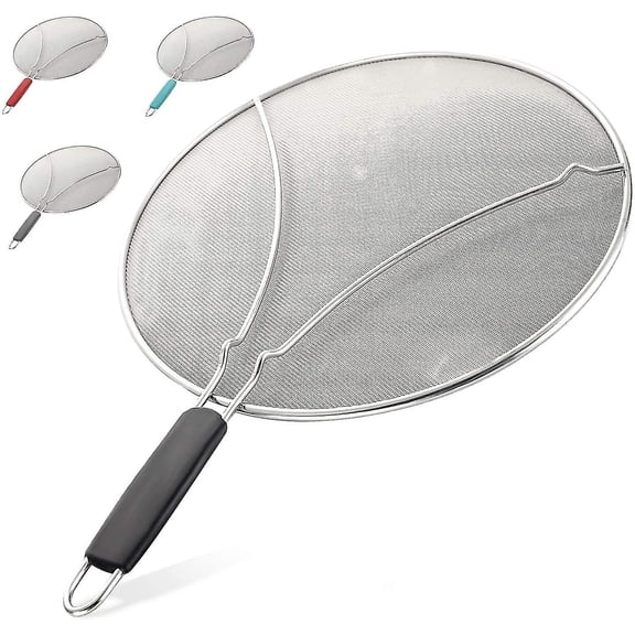 Splatter Screen For Frying Pan - Large 33Cm Stainless Steel Grease Guard Shield & Catcher
