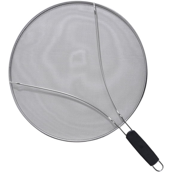 Splatter Screen for Frying Pan, 15 Inch Stainless Steel Grease Splatter Guard Oil Splash Guard with Anti-Slip Handle, Fine Mesh Frying Cover Protect the Skin From Burns
