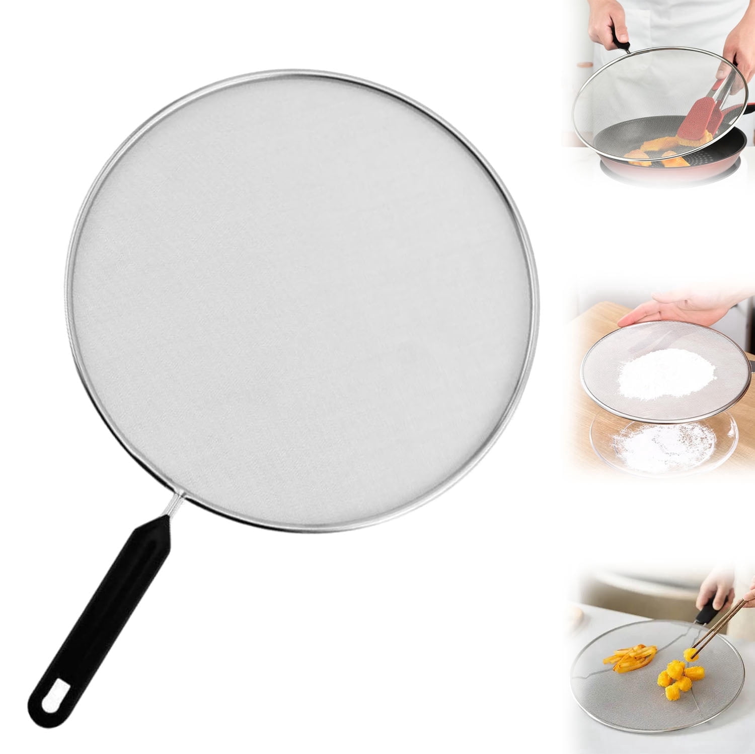 Splatter Screen for Frying Pan, Fine Mesh Oil Guard, Stainless Steel ...