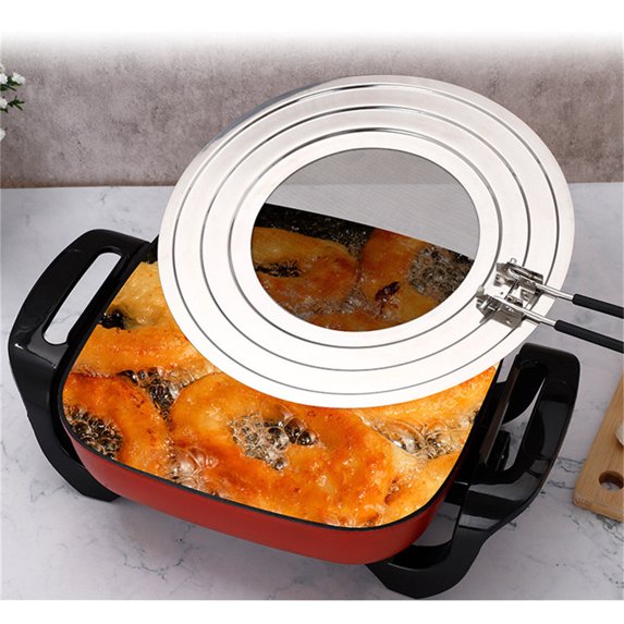 Splatter Screen Guard - Casewin Blocks Hot Grease Splash from Bacon, Shield Skin from Oil Burns, Universal Lid for Frying Pans, Easy to Clean, Foldable Heat-Resistant Silicone Handle Skillet