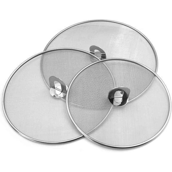 Splatter Screen for Cooking - Stainless Steel Grea Guard Frying Pan, No Oil Mess Burns, Ultra Fine Mesh Lids t of 3(10", 11.5", 13")