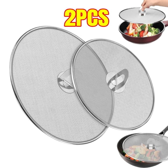 Splatter Screen for Frying Pan, Grease Splatter Guard Stainless Steel Large 13 and Small 10 Shield (2 in 1 Set)