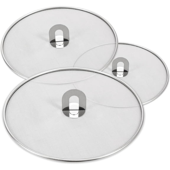 Splatter Screen for Kitchen, Stainless Steel Fine Mesh Splatter Screen for Frying Pan, 10, 11.5, 13 Inch Grease Splatter Guard with Fold Flat Knob