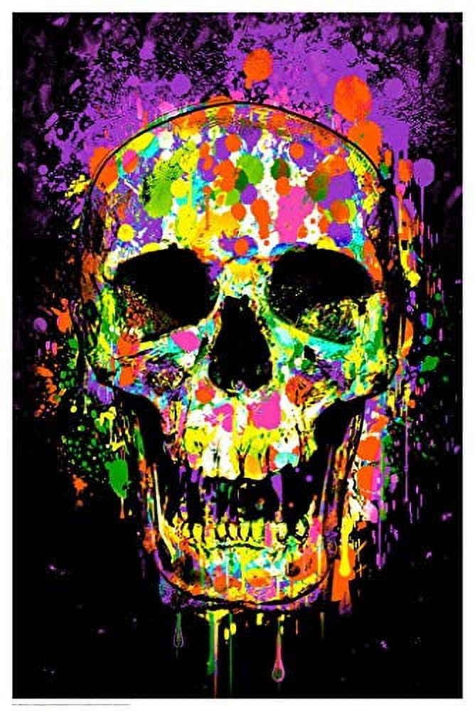 Black Skull Drip Paint Art: Canvas Prints, Frames & Posters