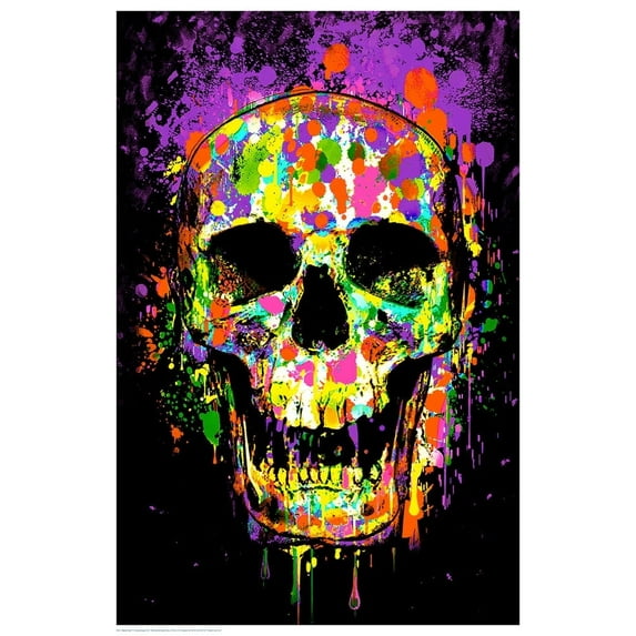 Splatter Skull Non-Flocked Blacklight Poster 24" x 36"