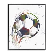 Stupell Industries Splatter Soccer Ball Black Framed Giclee Art, design by Marcus Prime, 14 x 11