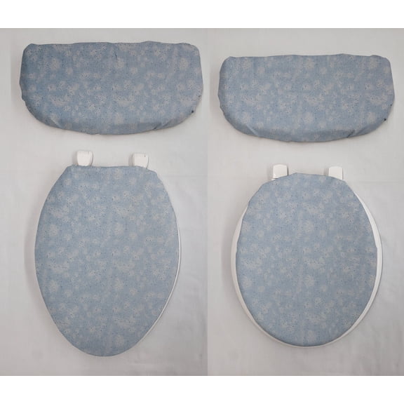 Splatter Toilet Seat Lid and Tank Cover Set by Penny's Needful Things (Light Blue)