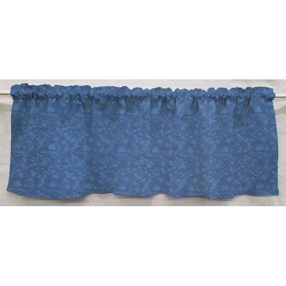 Splatter Valances by Penny's Needful Things (Two Valance Panels 15 inches Long UNLINED) (Dark Blue)
