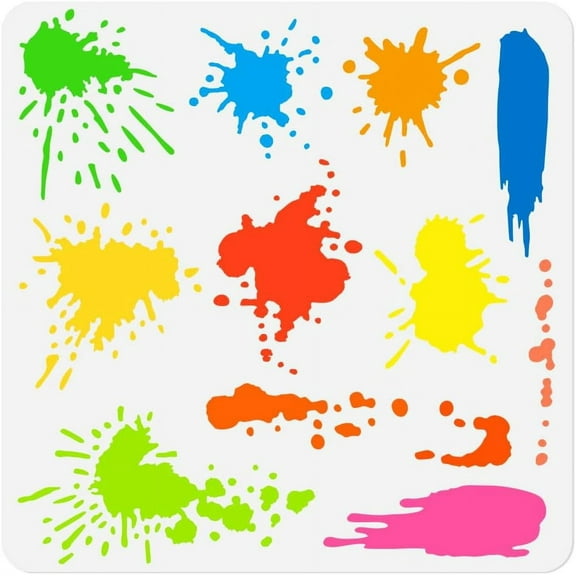 Splatter Wall Stencil Template 11.8 x 11.8 Inch Reusable Plastic Ink Splatter Stencil