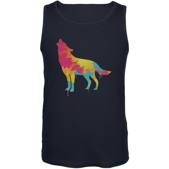Splatter Wolf Navy Adult Sleeveless Shirt - Large