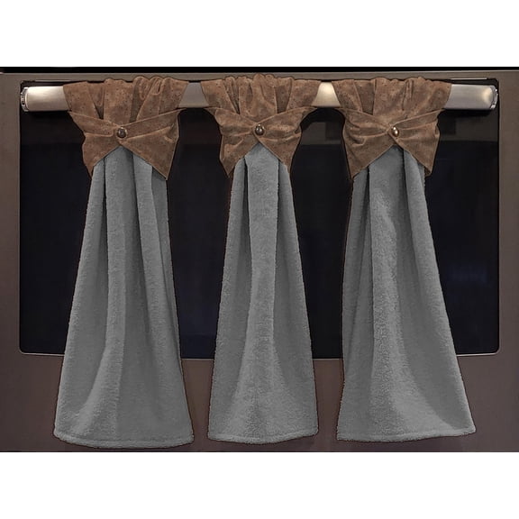 Splatter Wraparound Snap Hanging Towels (Set of 2) by Penny's Needful Things (Chocolate Brown) (Terrycloth Color: Gray)