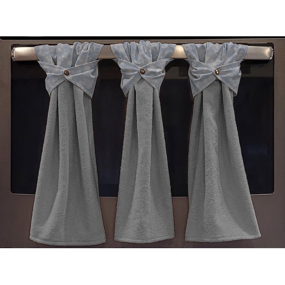 Splatter Wraparound Snap Hanging Towels (Set of 2) by Penny's Needful Things (Light Blue) (Terrycloth Color: Gray)