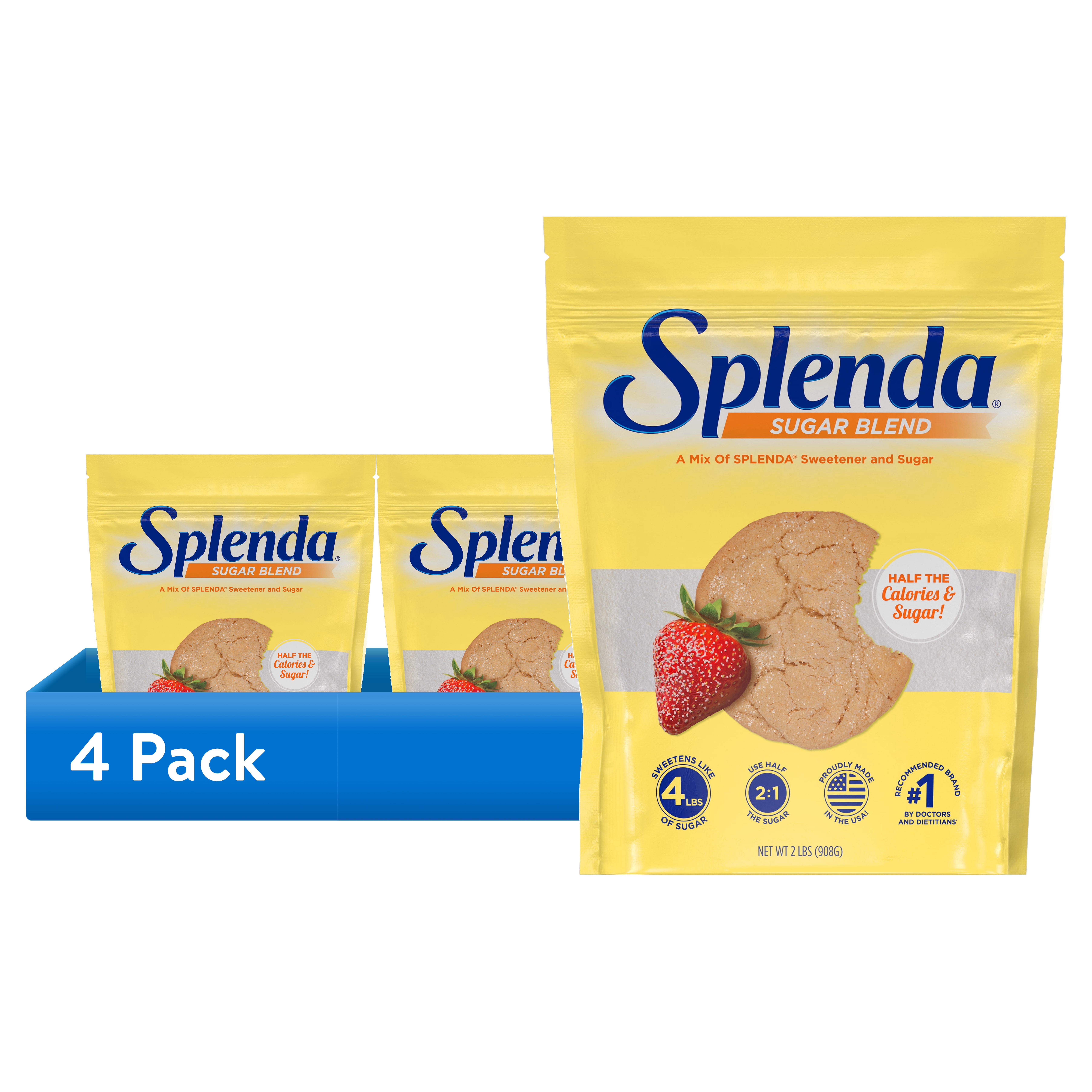 (4 pack) Splenda Sweetener with Sugar Baking Blend (2 lb) Resealable Pouch