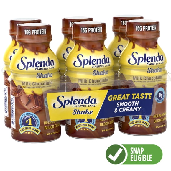 Splenda Diabetes Care Shake, Meal Replacement to Help Manage Blood Sugar, 8oz Milk Chocolate, 6ct