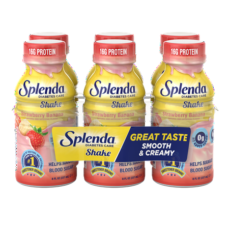Splenda Diabetes Care Shake, to Help Manage Blood Sugar, 8oz Strawberry Banana 6ct