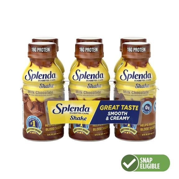 Splenda Diabetic Protein Shakes, to Help Manage Blood Sugar, 8oz, Milk Chocolate, 6ct
