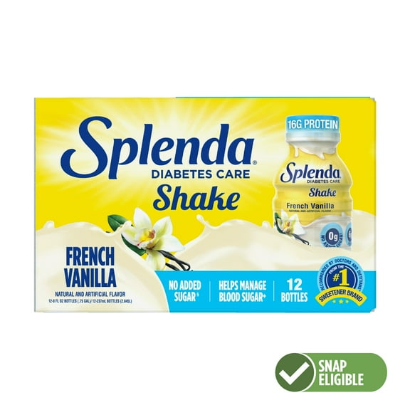 Splenda Diabetic Protein Shakes, Helps Manage Blood Sugar, French Vanilla, 8oz, 12 Pack