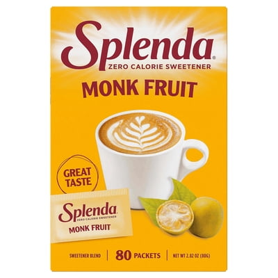 Splenda Monk Fruit, All Natural Zero Calorie Sweetener, 5.6 oz (80 Packets)