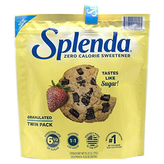 Splenda No Calorie Sweetener, Granulated Sugar Substitute, Resealable Twin Pack Bags, 25.22 Ounce (Each Pouch: 12.61 Oz)