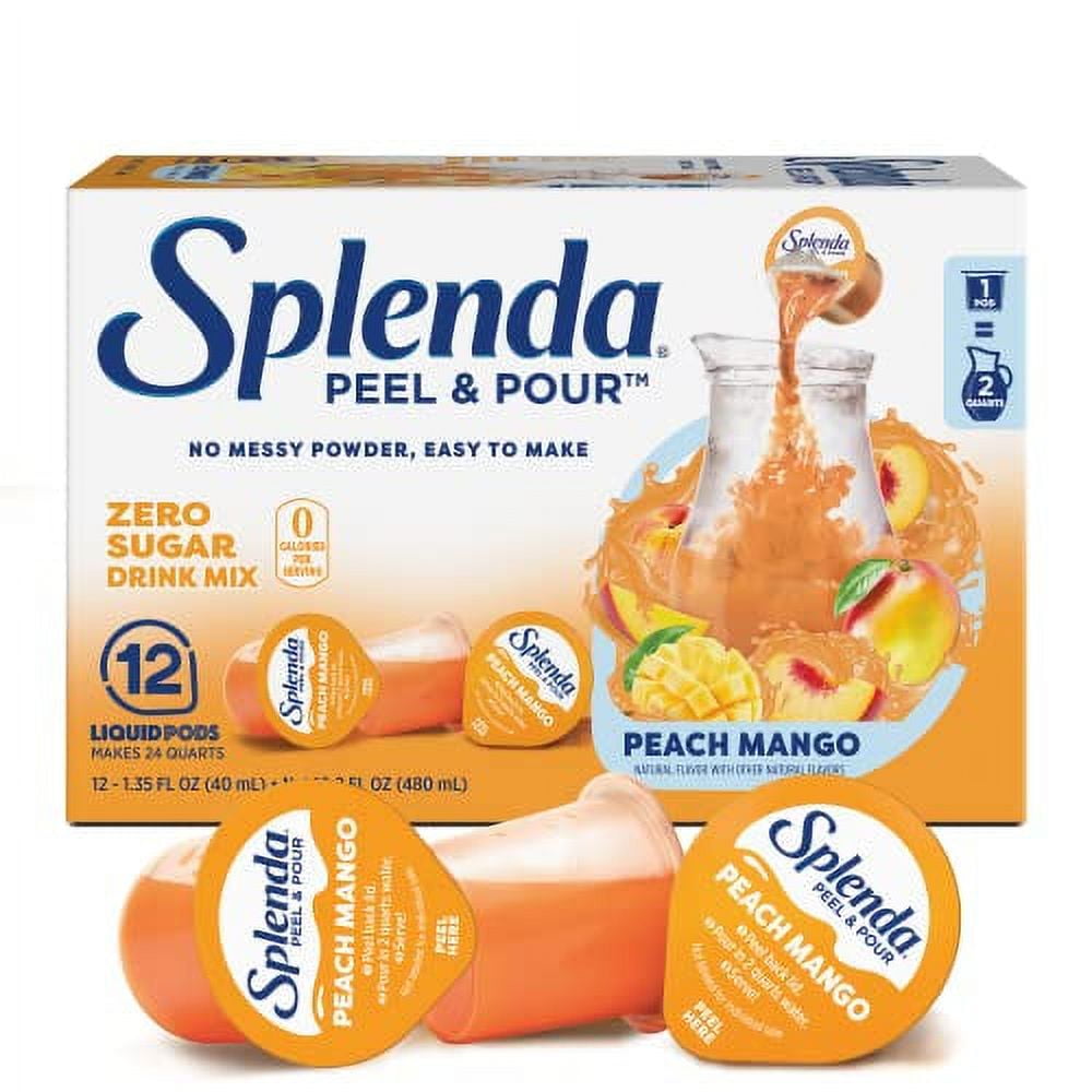 Splenda Zero Calorie Peach Mango Drink Mix, Sugar Free Concentrate, 12