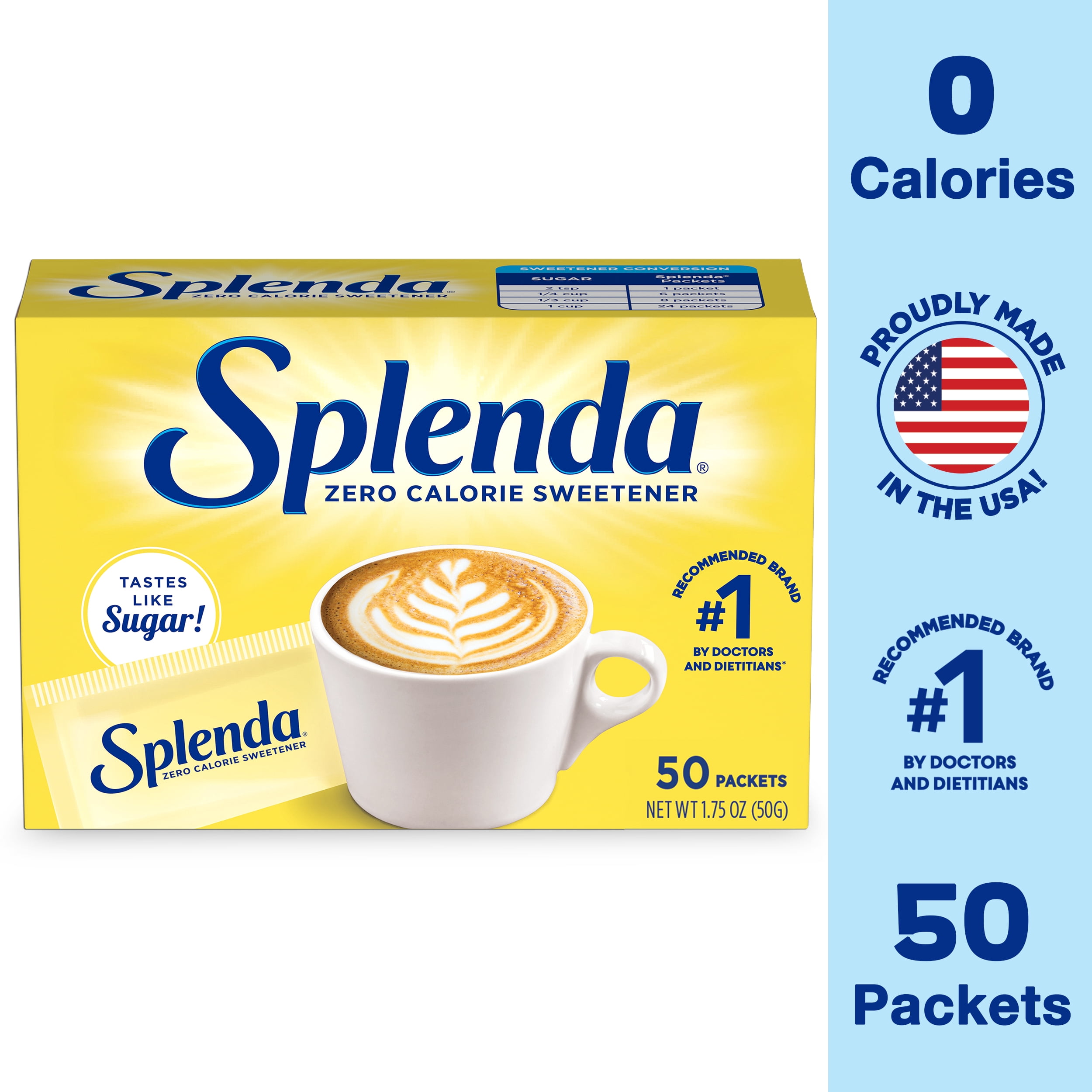 Splenda Zero Calorie Sweetener Packets 50 Count