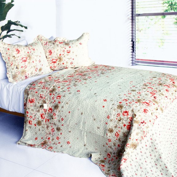 Splendid Beauty 3PC Cotton Contained Patchwork Quilt Set (Full/Queen Size)