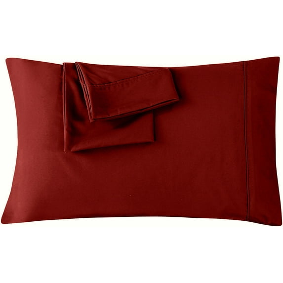 Splendid Collections Pillowcases Set of 2 with Envelope Closure - Solid Burgundy King Size Pillow Cases (20 x 40 inch) - Super Soft Microfiber Pillow Covers - for Home, Hotels and Hospital Use