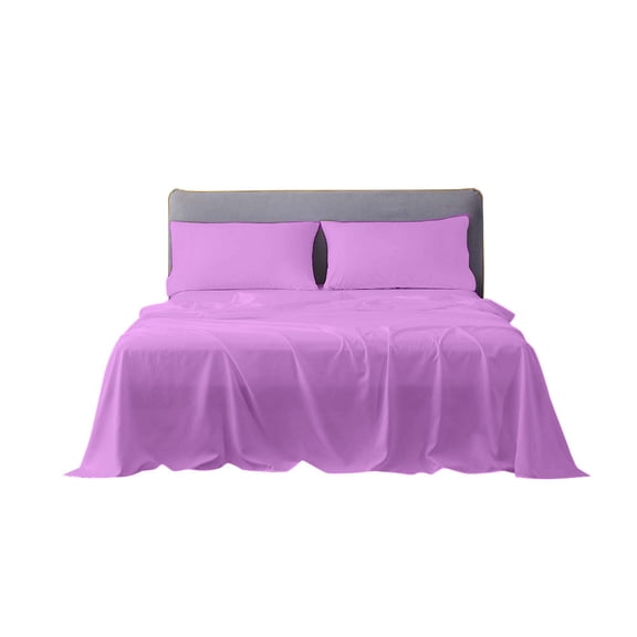 Splendid Collections Bed Sheet Set - 4 Piece King Solid Lavender Sheets - Super Soft Microfiber 1800 Bedding - Fits Mattress up to 15 Inches - Easy Fit and Wrinkle, Fade, Stain Resistant