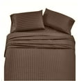 thumbnail image 1 of Splendid Collections Bed Sheet Set - 4 Piece Queen Stripe Chocolate Sheets - Super Soft Microfiber 1800 Bedding - Fits Mattress up to 15 Inches - Easy Fit and Wrinkle, Fade, Stain Resistant, 1 of 4