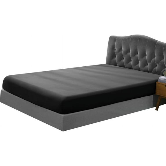 Splendid Collections King Fitted Sheet Only 1PC - 15 Inch Deep Sheets - Brushed Microfiber Super Silky Soft Fitted Bed Sheet - Breathable and Wrinkle Free Bottom Sheet (Solid Black)