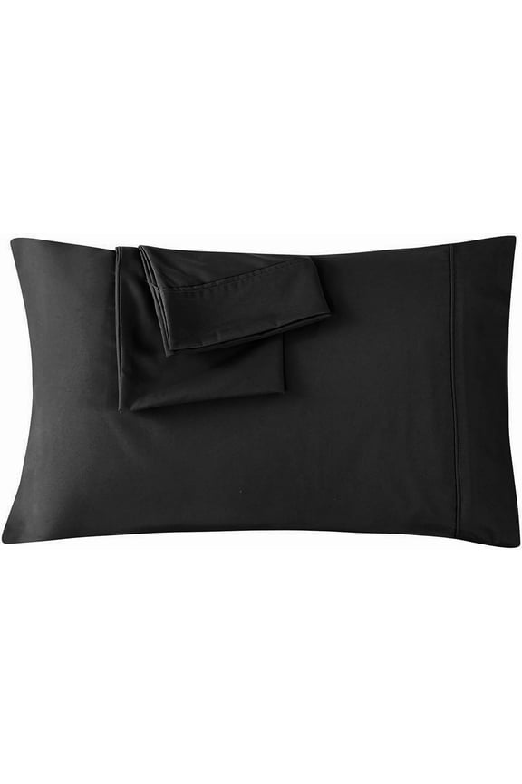 Collections Pillowcases Set of 2 with Envelope Closure - Solid Black King Size Pillow Cases (20 x 40 Inch) - Super Soft Microfiber Pillow Covers - For Home, Hotels and Hospital Use