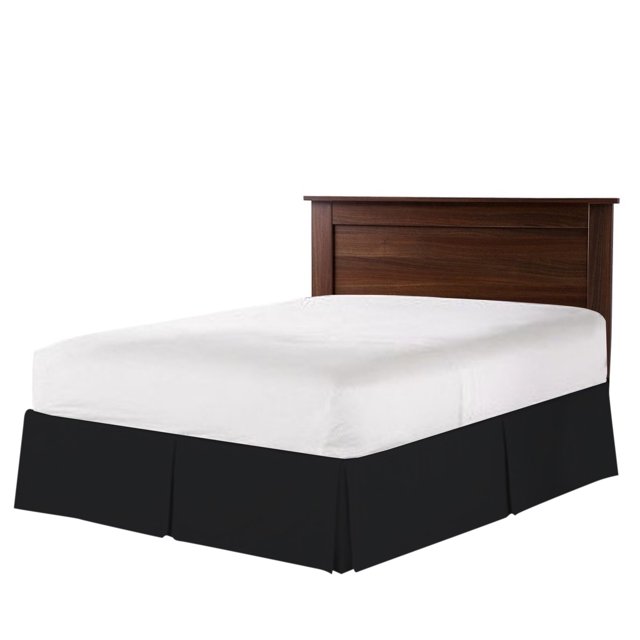 Splendid Collections Twin XL Size Dust Ruffles Bed Skirts - 15 Inch Tailored Drop - Double Brushed Microfiber Pleated Dust Ruffle - Easy Fit - Cozy and Breathable (Solid Black)