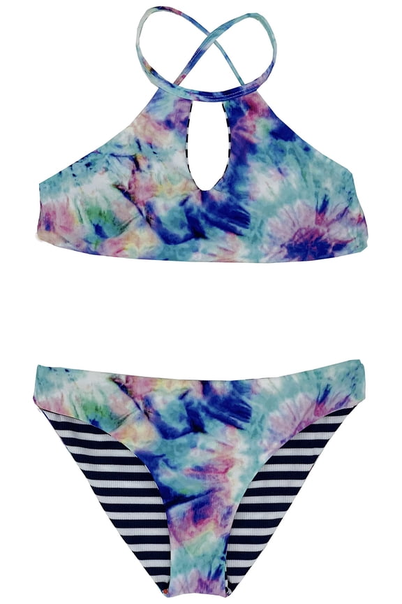 Girls' Brighter HI Neck Bra Set, Multicolor, 10