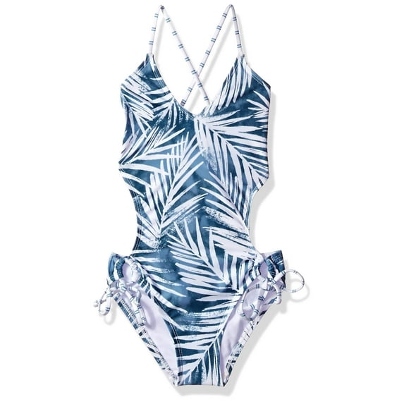 Splendid Girls' X-Back One Piece Swimsuit, Stormy Story Blue, 10